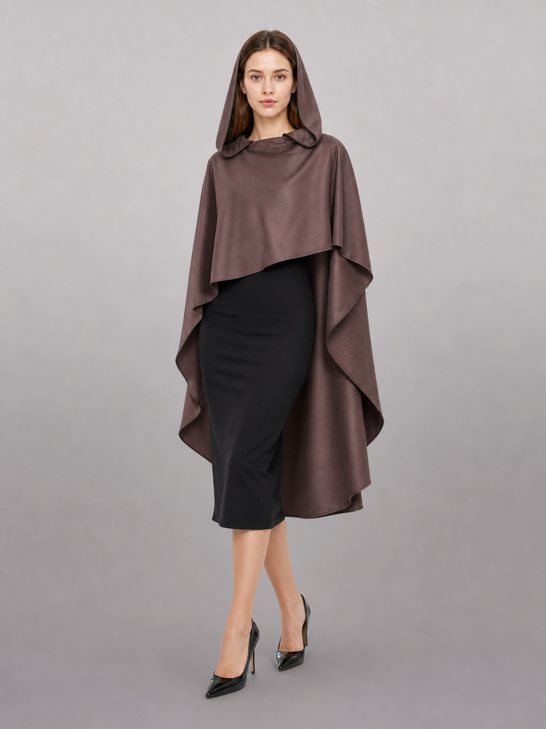 Dark Brown Hooded Carnival Cloak