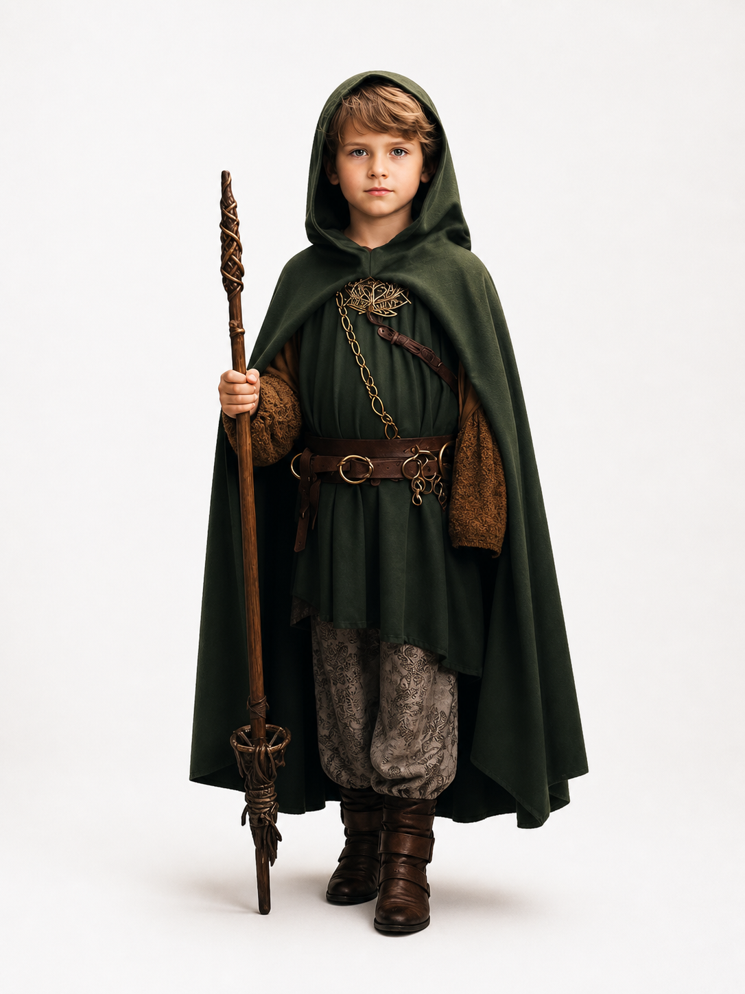 Green Hooded Costume Cloak, XL main product view 2
