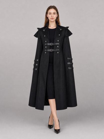 Black Gothic Costume Cloak with Straps
