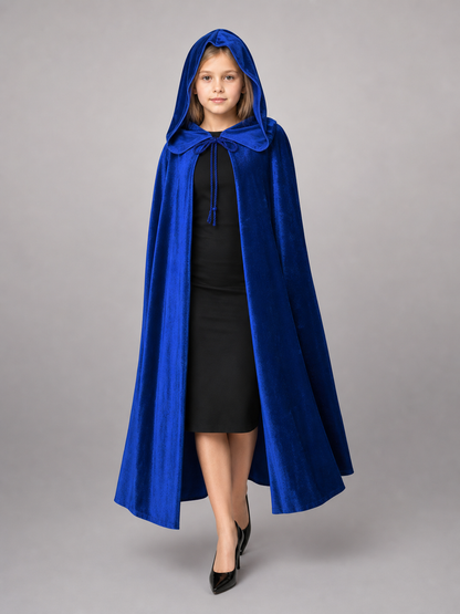 Dark Blue Hooded Costume Cape
