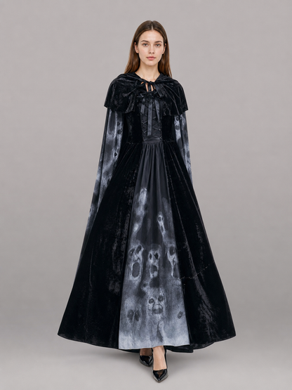 Black hooded costume cloak for cosplay