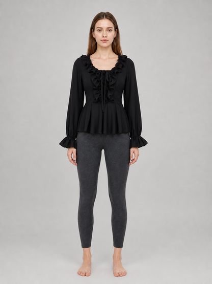 Renaissance-Style Shirt with Jabot and Lacing
