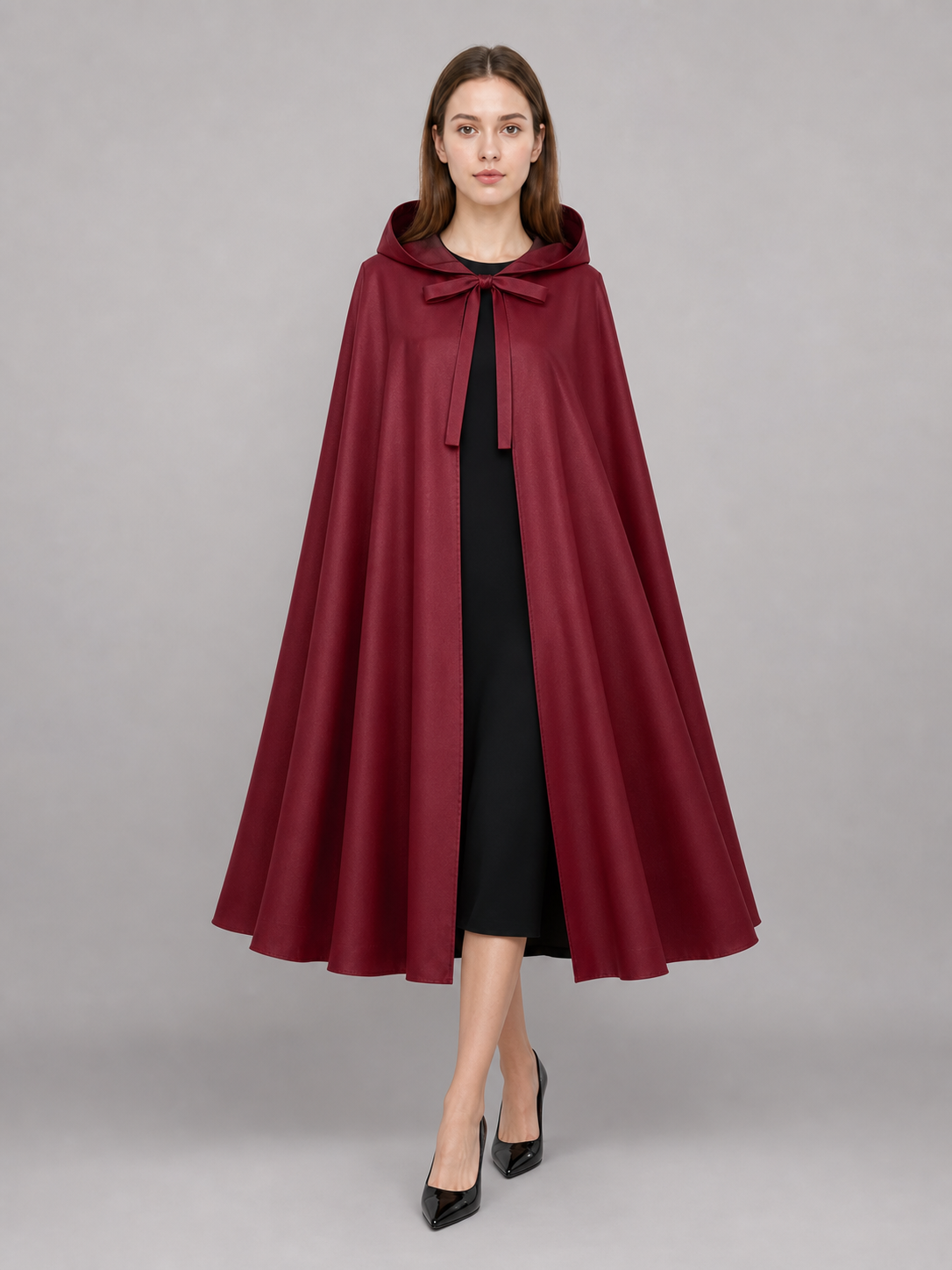 Burgundy Medieval Hooded Carnival Cloak