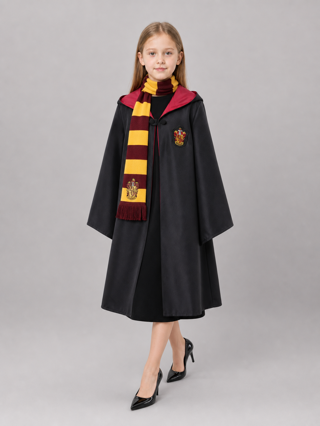 Black carnival cloak with hood, set