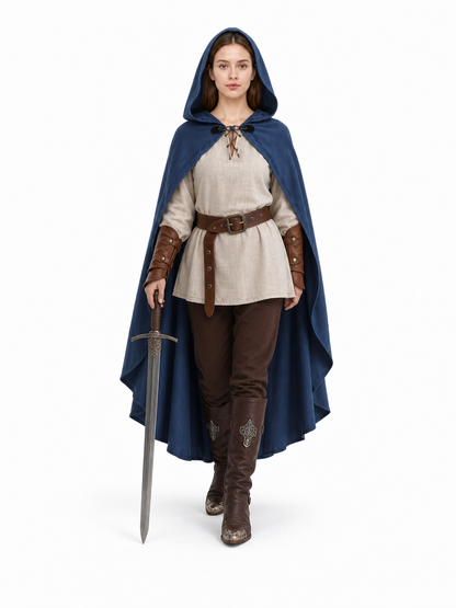 Blue Hooded Carnival Cloak, Medieval