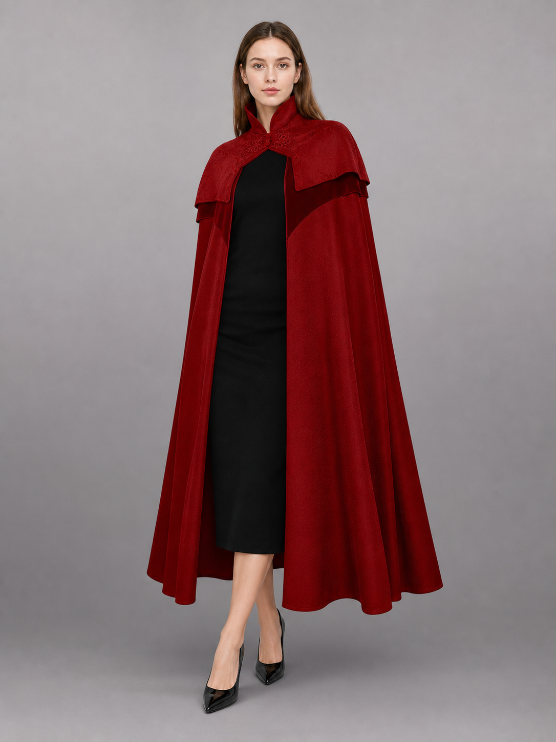 Burgundy Hooded Carnival Cloak