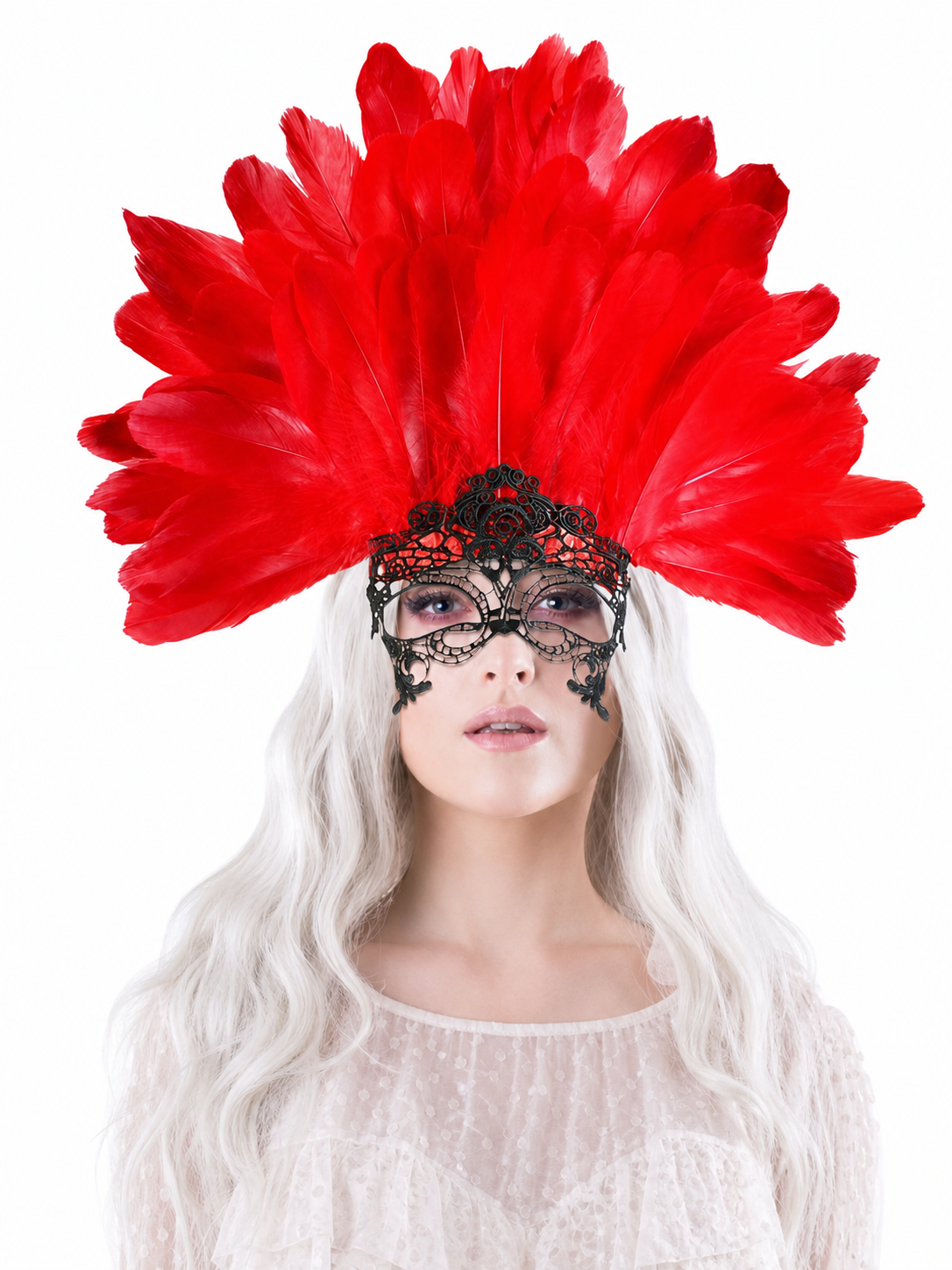 Carnival Headpiece with Red Feathers