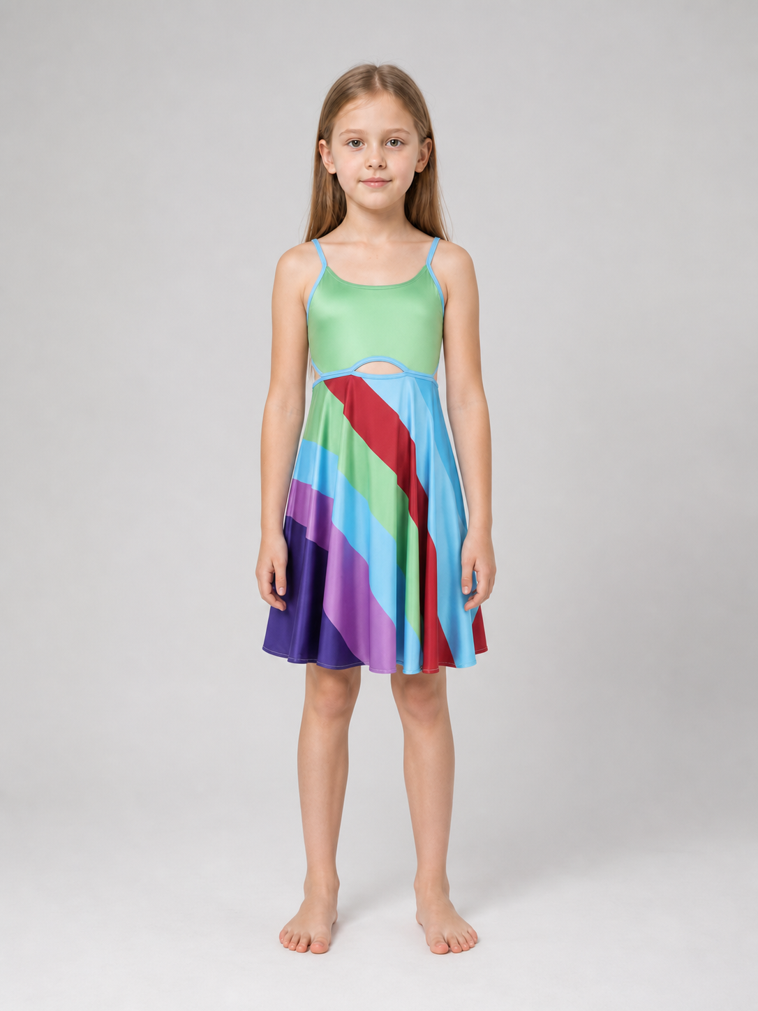 Cosplay Dress with Color Inserts and Cutout