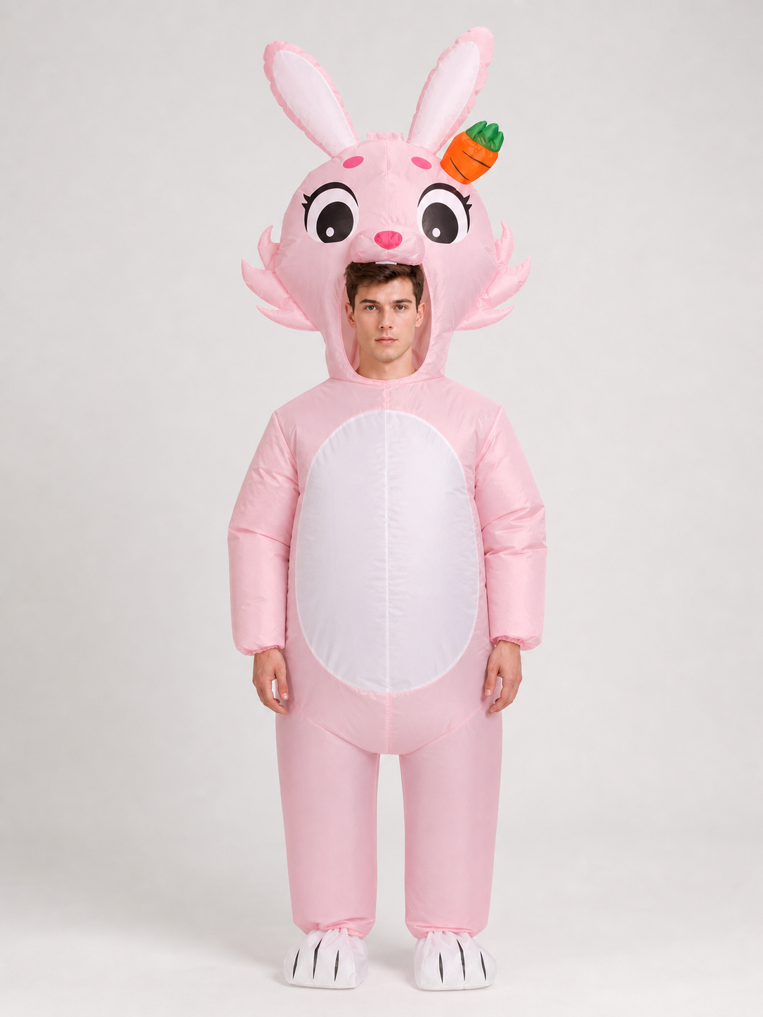 Inflatable Bunny Costume with Ears and a Carrot
