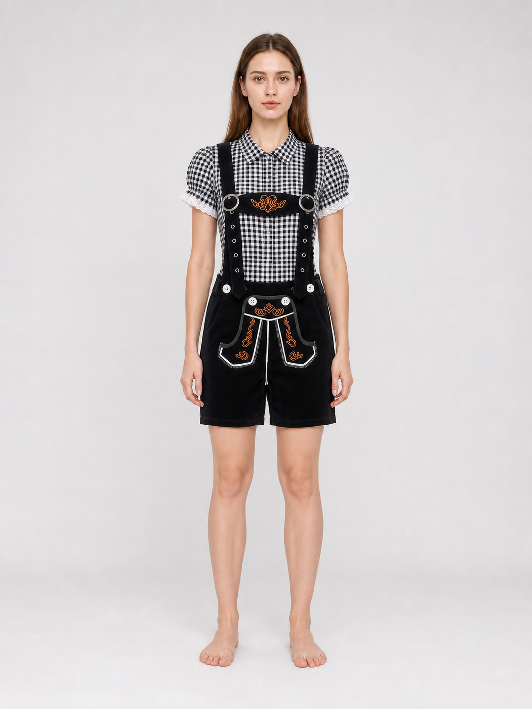 Kids' Plaid Shirt and Suspender Shorts Set