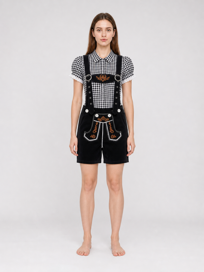 Kids' Plaid Shirt and Suspender Shorts Set
