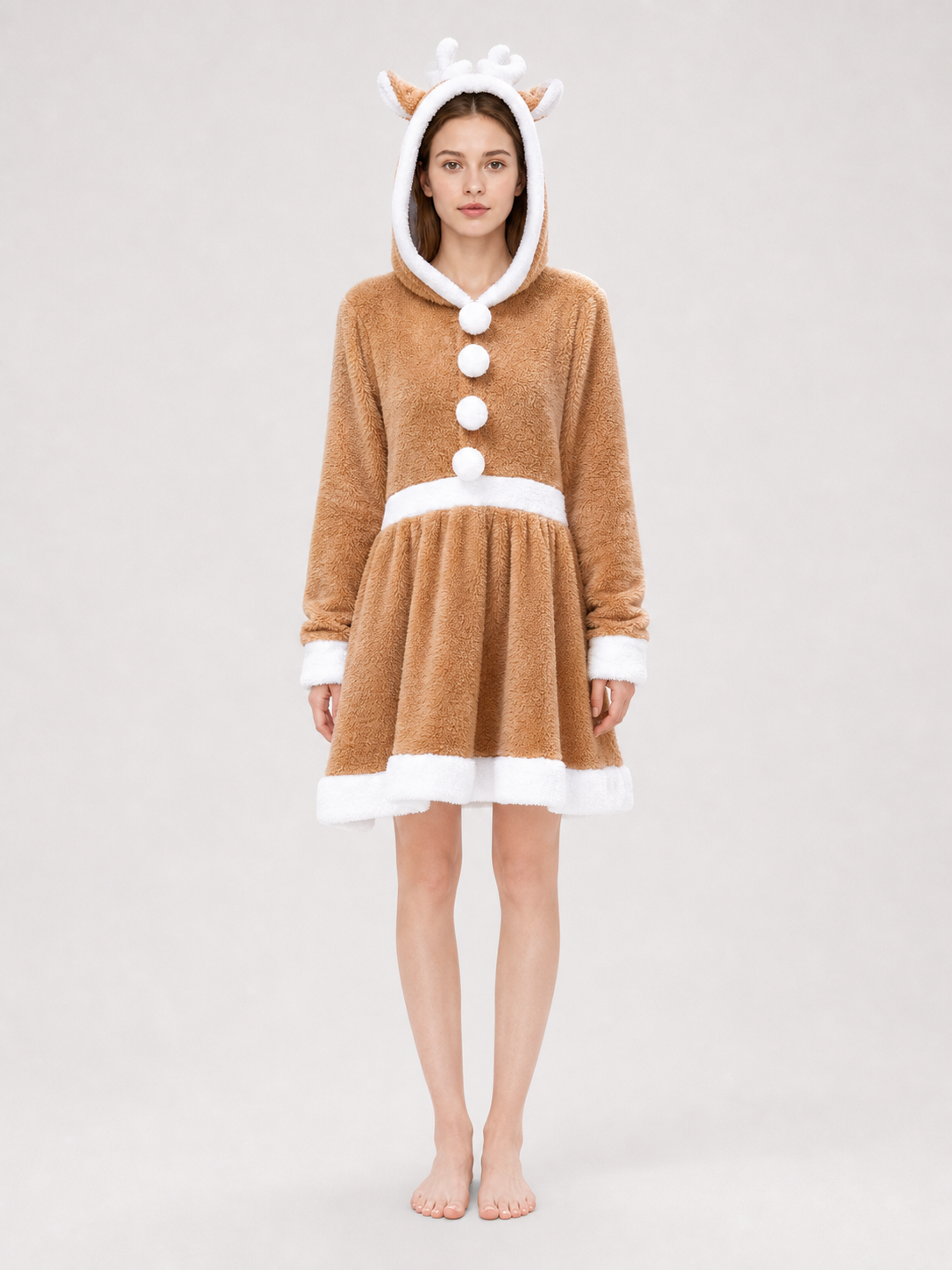 Deer Costume Dress with Hood, Khaki