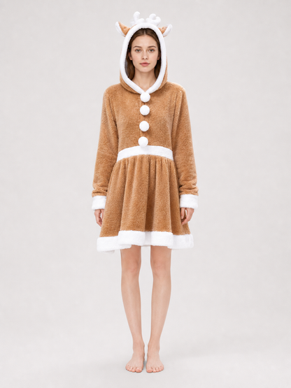 Deer Costume Dress with Hood, Khaki
