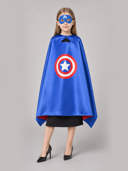 Blue Costume Cape with Superhero Mask
