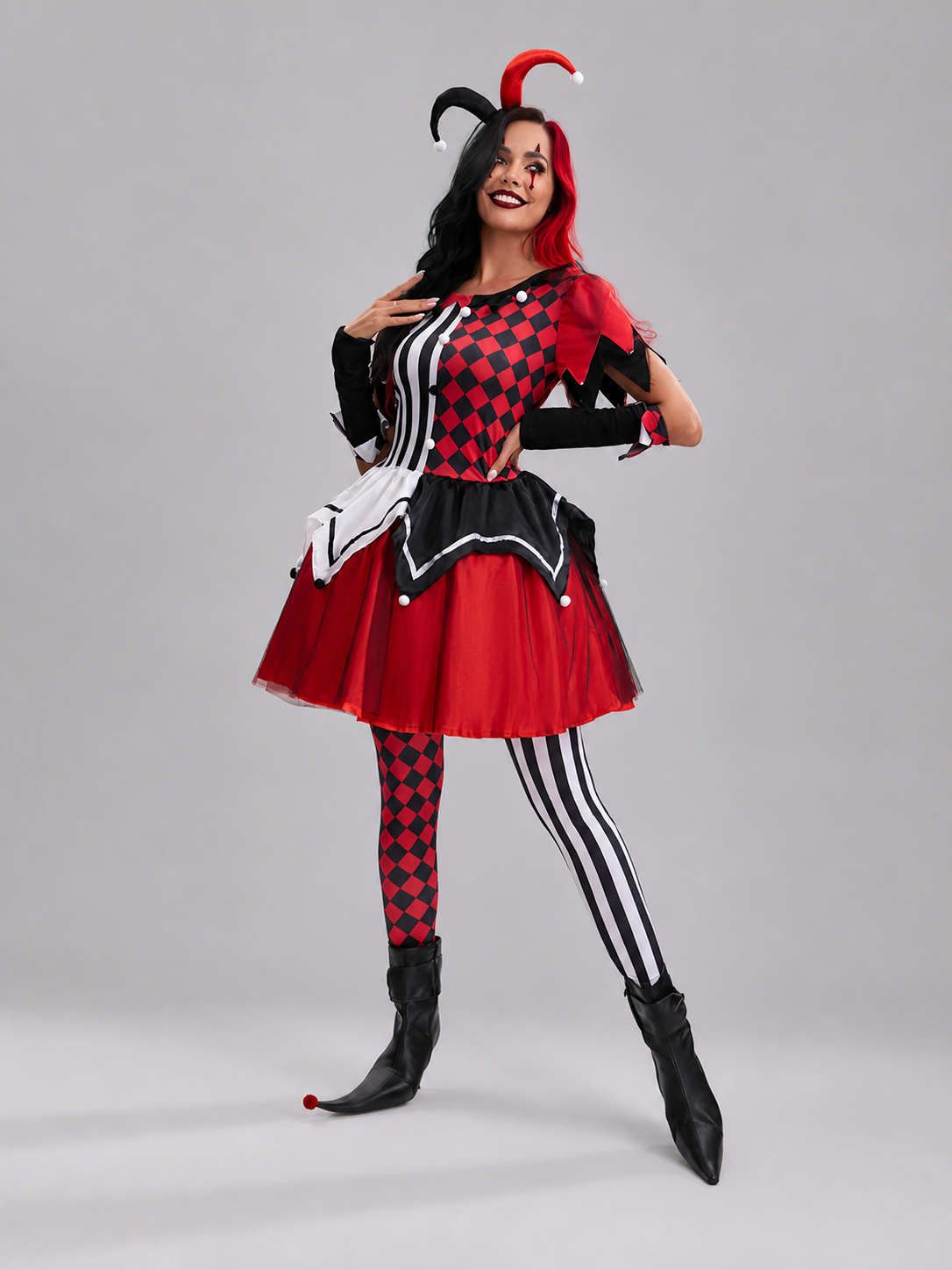Harlequin Jester Costume for Halloween and Stage