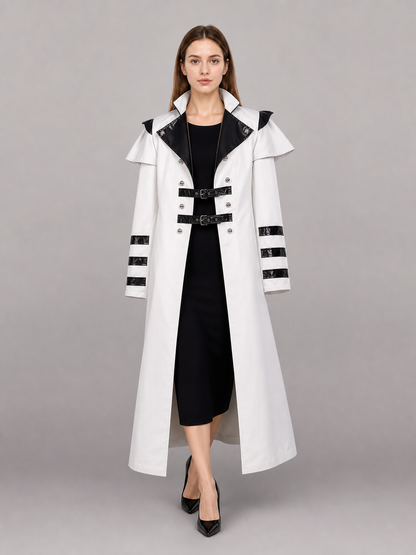 White carnival cape with black lapels