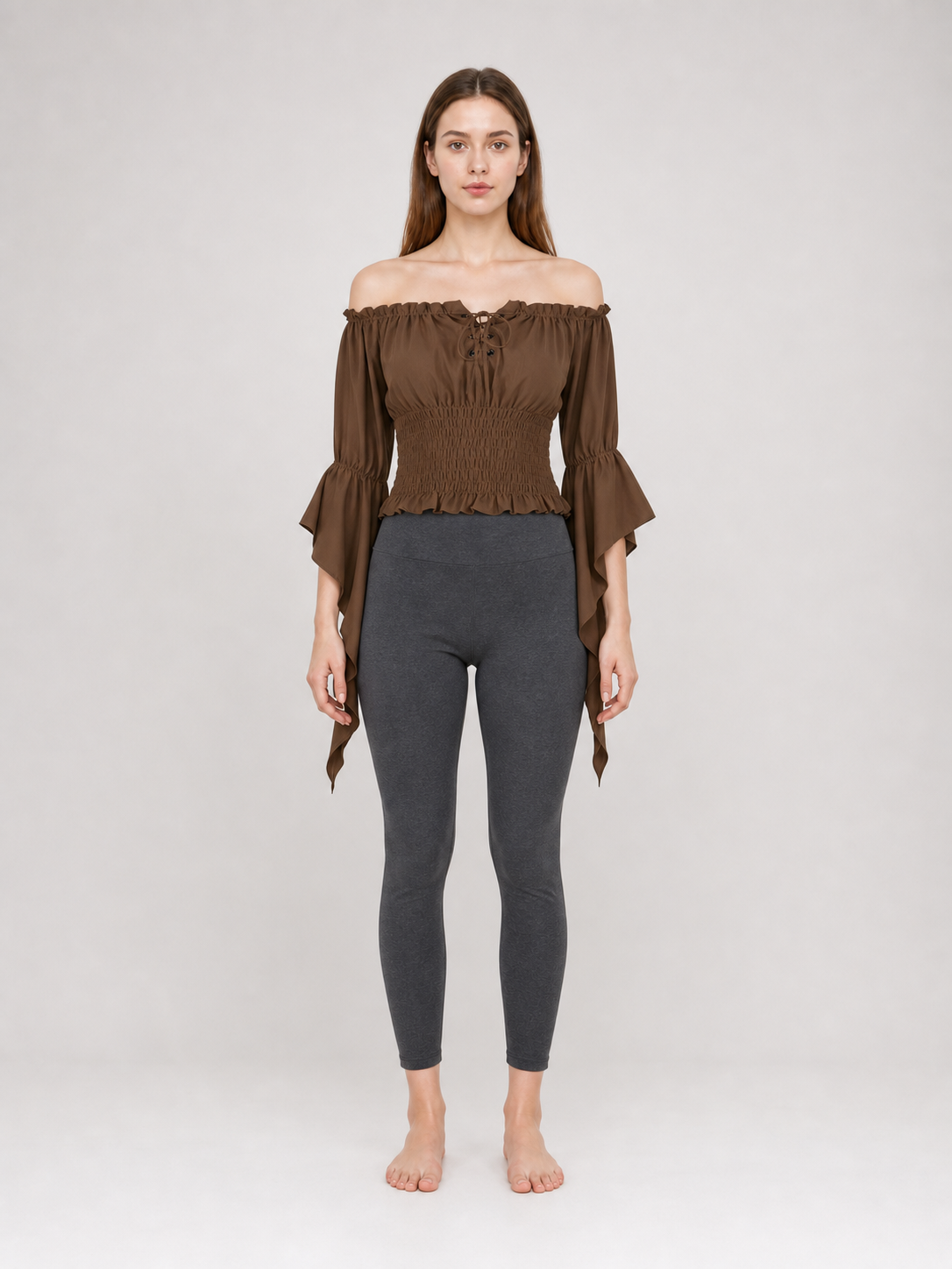 Cropped Ruffled Blouse with Front Tie