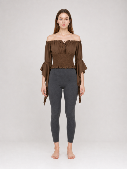 Cropped Ruffled Blouse with Front Tie