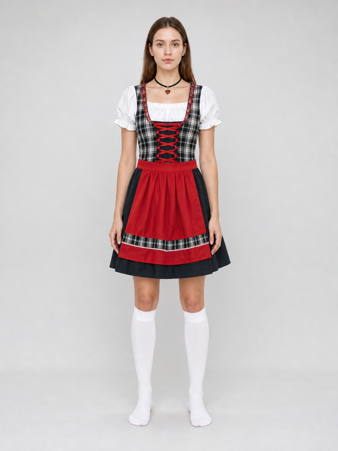 Plaid Dress Costume with Apron and Accessories