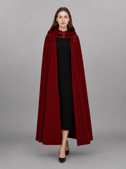 Burgundy Carnival Cloak with Hood