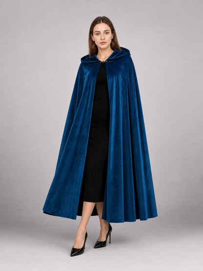 Blue Medieval Hooded Costume Cloak