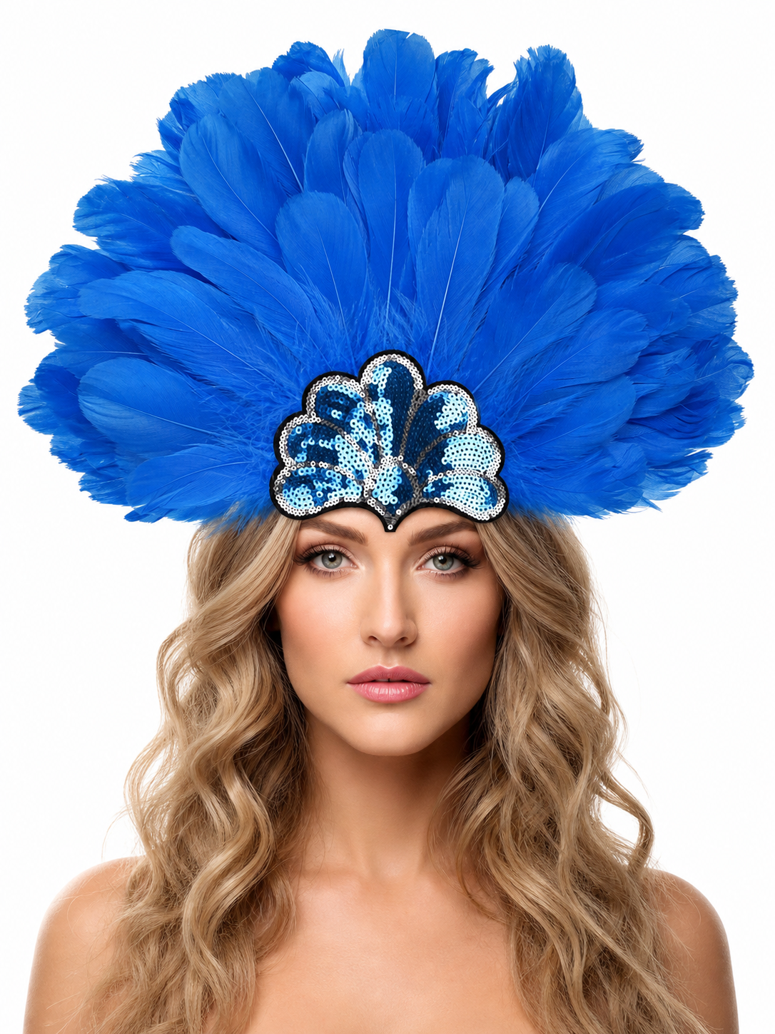 Carnival Headpiece with Blue Feathers