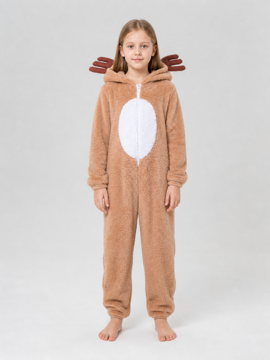 Reindeer costume with hood and zipper