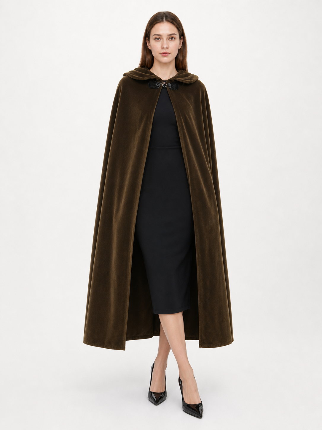 Brown Hooded Costume Cape