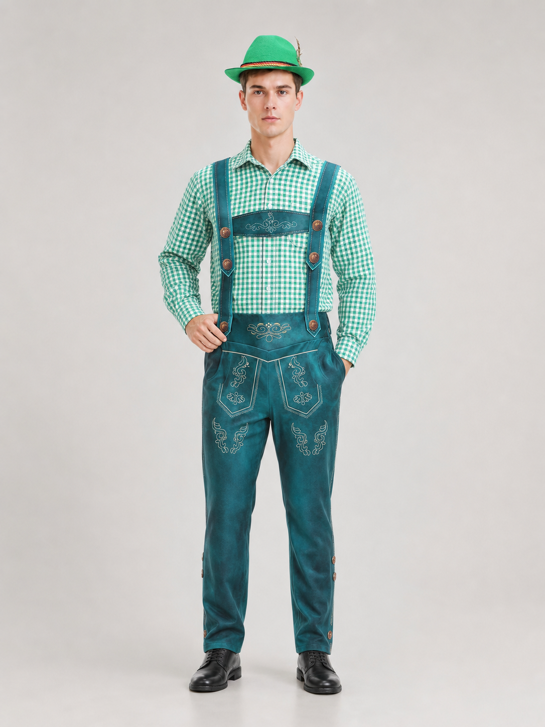 Plaid Bavarian-Style Shirt for Oktoberfest