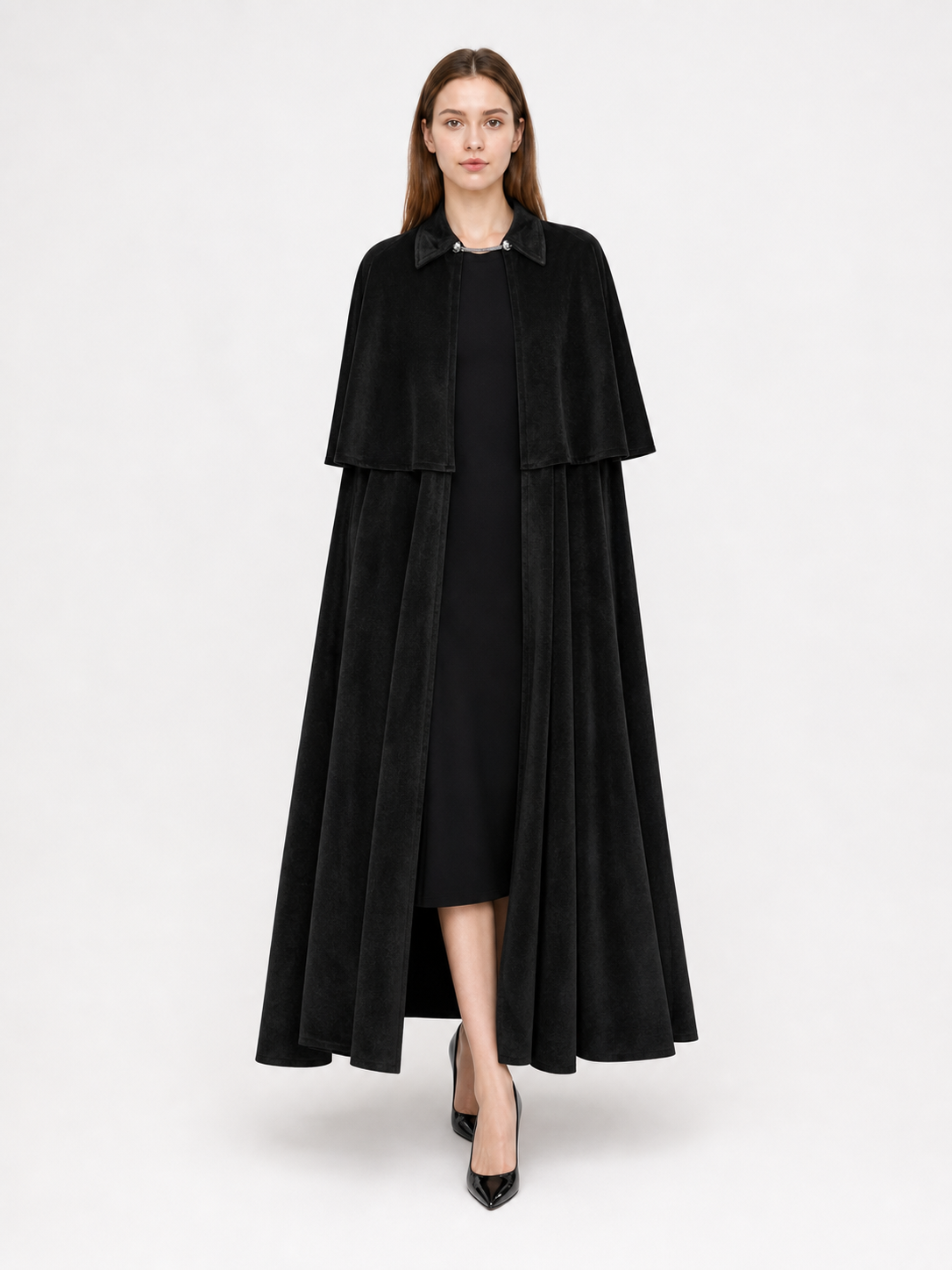 Black Carnival Cape with High Collar