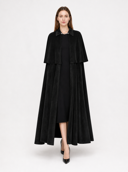 Black Carnival Cape with High Collar