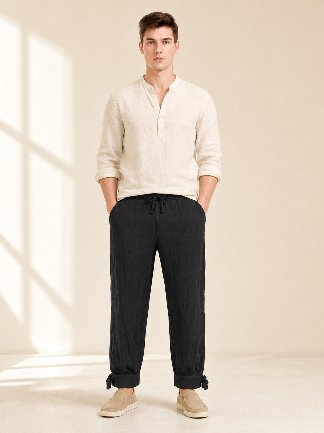 Cropped jogger pants with cuffs