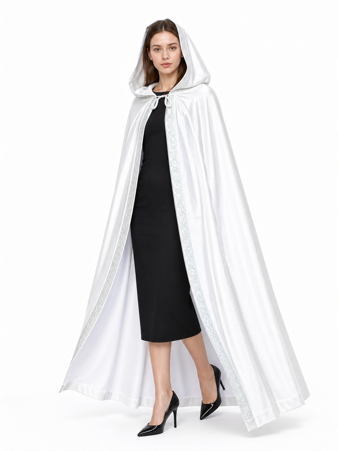 White Hooded Costume Cape, Medieval