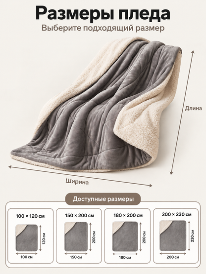 Reversible gray sherpa and cream fleece blanket