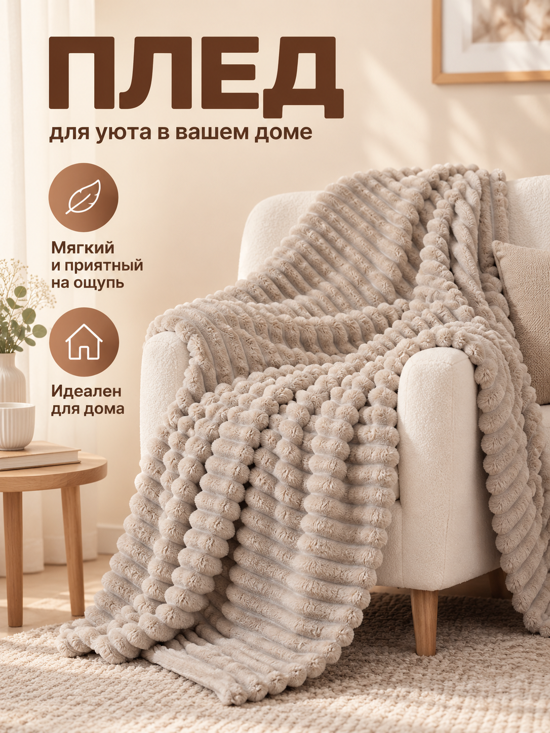 Coral Fleece Blanket Milk Beige Soft