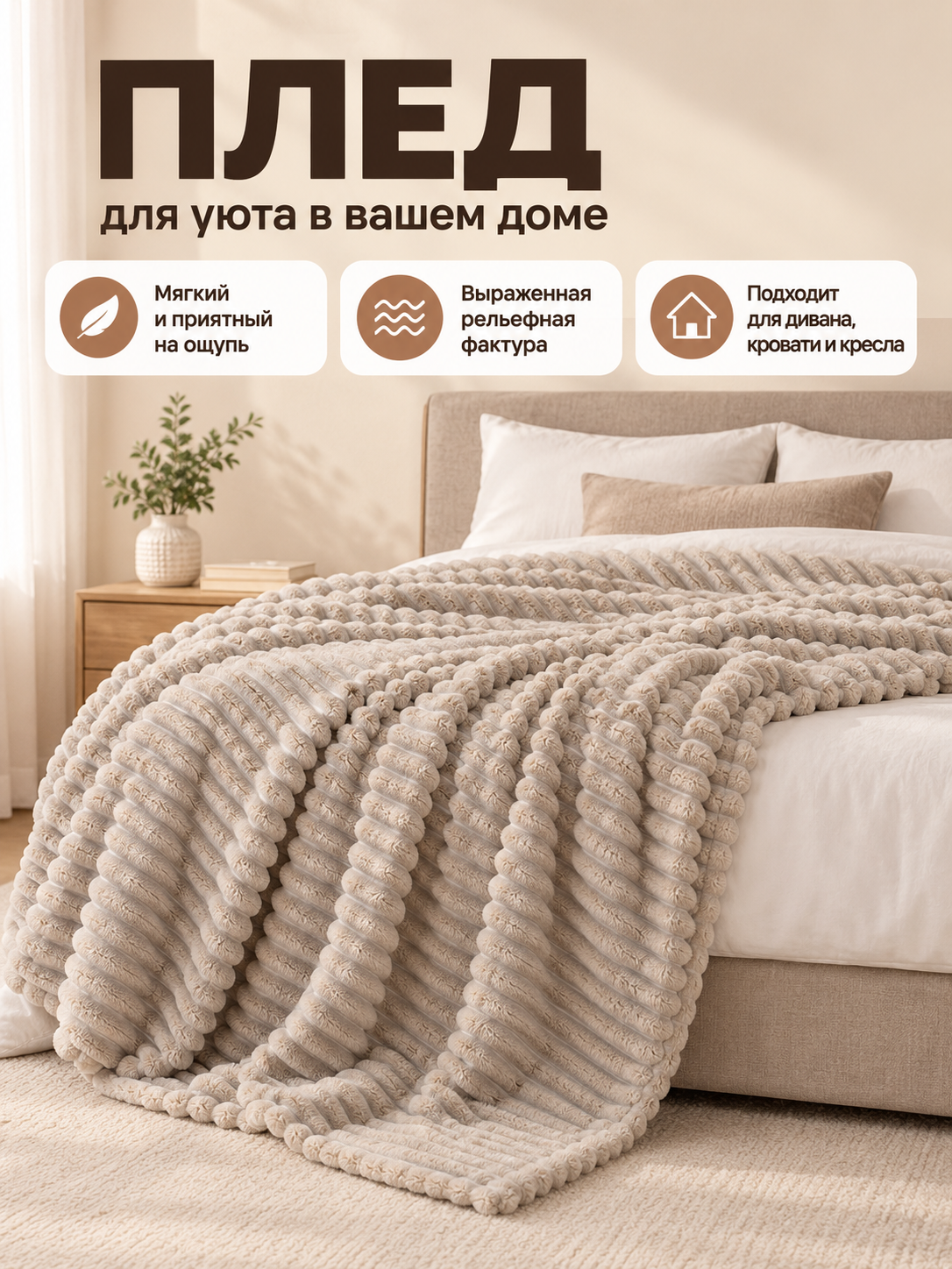 Coral Fleece Blanket Milk Beige Soft