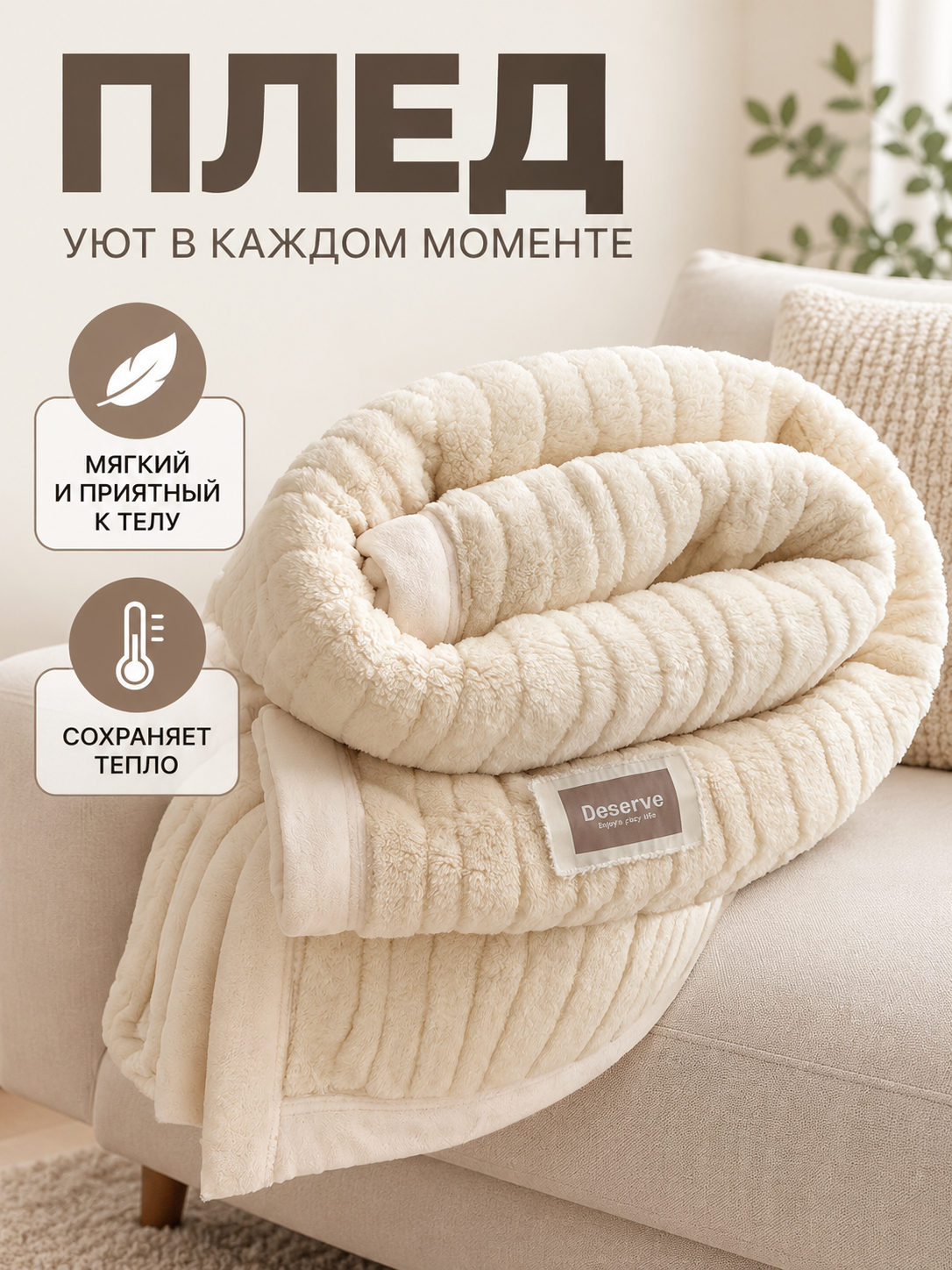 Double-Sided Creamy Milk Blanket with Relief Fleece