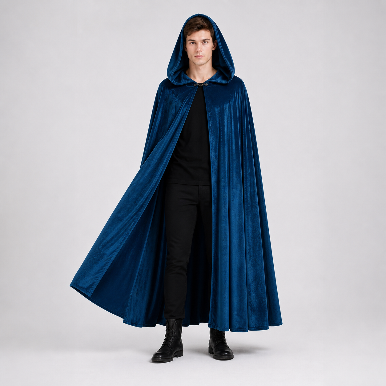 Blue Medieval Hooded Costume Cloak