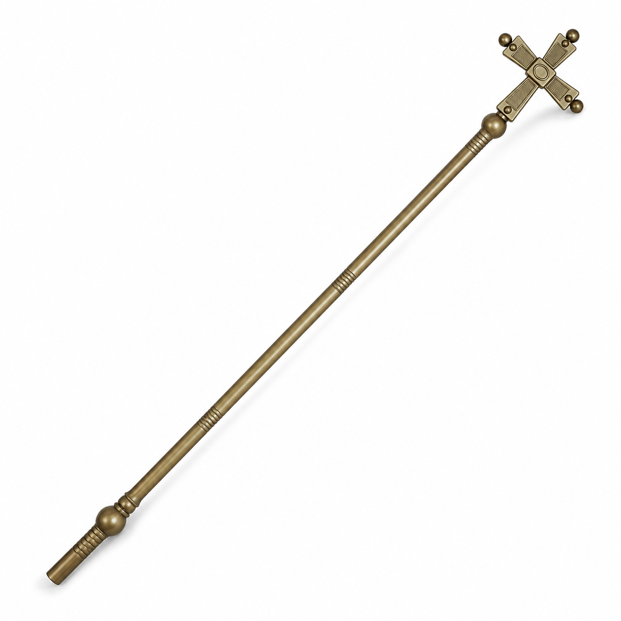 1pc Antique Gold Cross Scepter, Vintage Costume Prop With Ball Finials And main product view