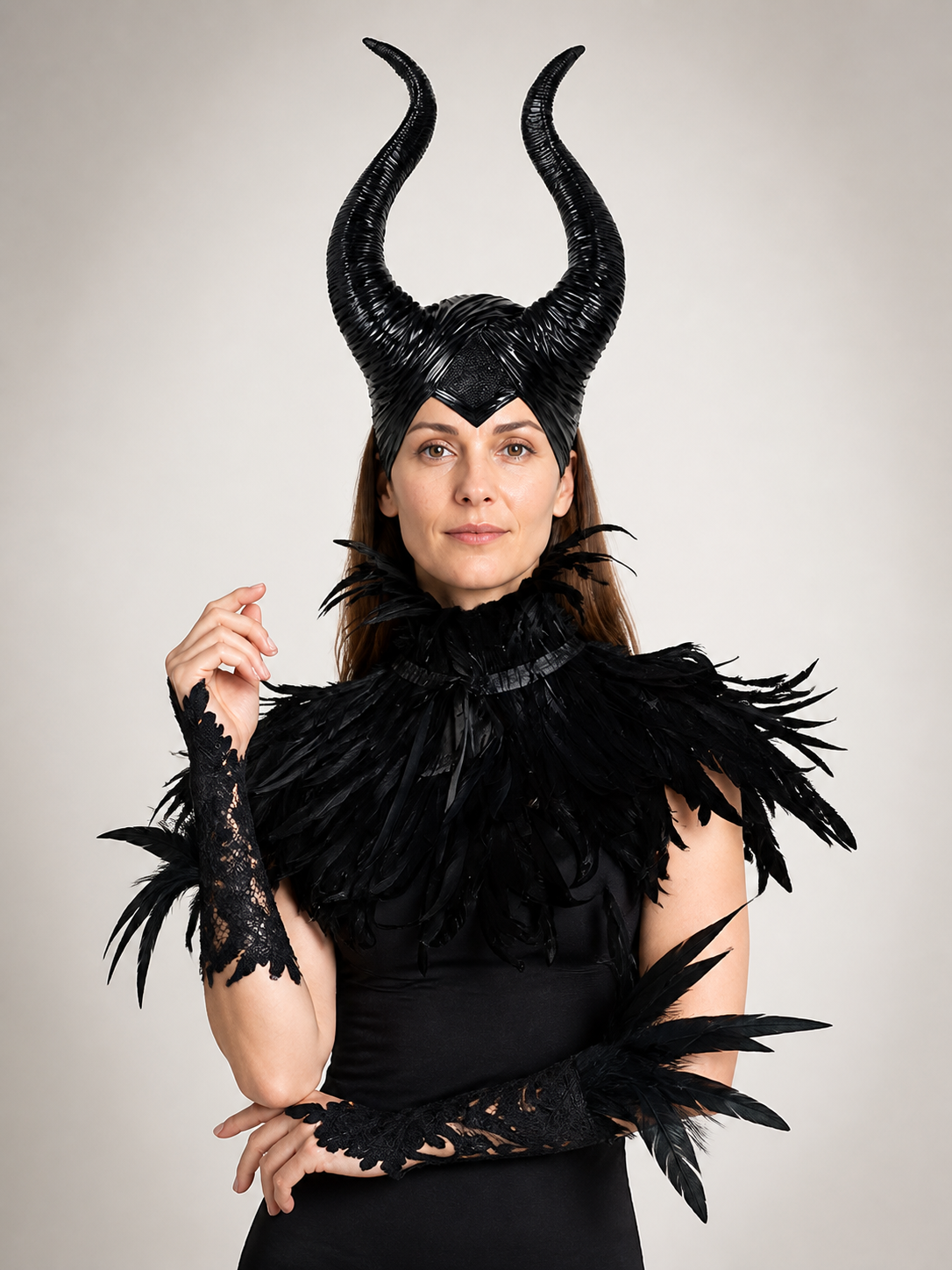 Carnival Headpiece with Black Horns main product view 2