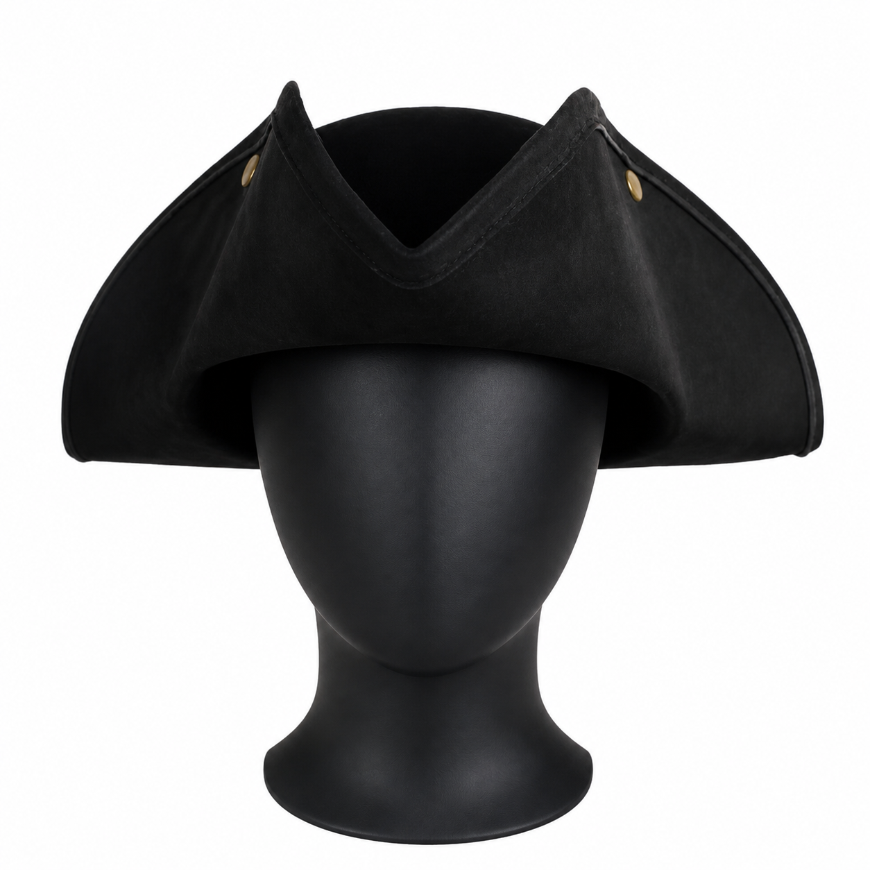Classic Pirate Hat for Kids, Wide Tricorn Pirate Captain Hat with Raised Pointed Sides and Gold-Colored Accents for Halloween Costume, Dress-Up Play and Themed Parties