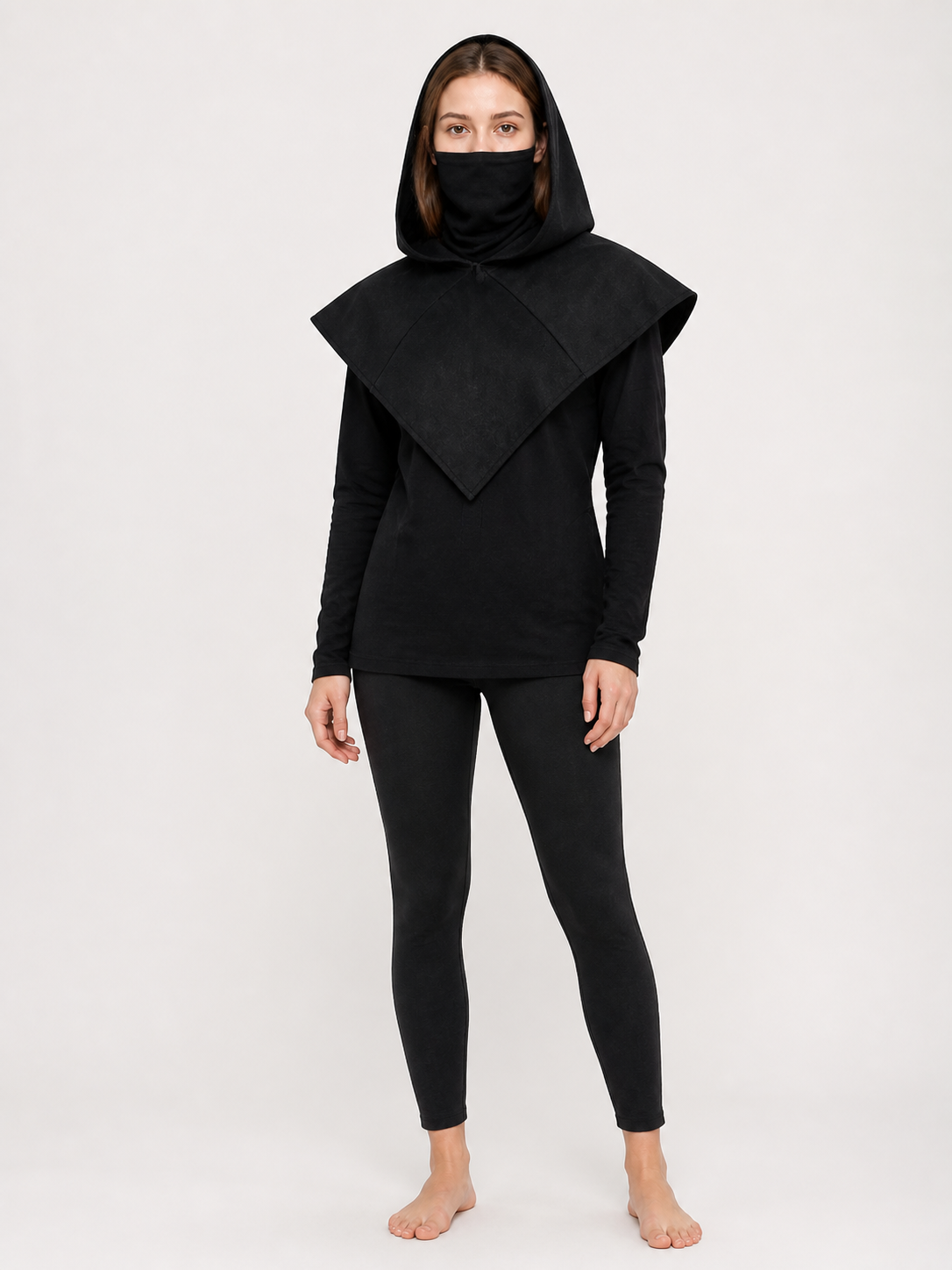 Black Carnival Cloak with Hood and Mask main product view 4