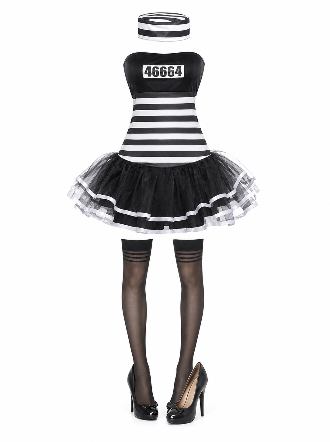 Striped Prison-Themed Halloween Costume