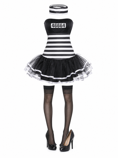 Striped Prison-Themed Halloween Costume