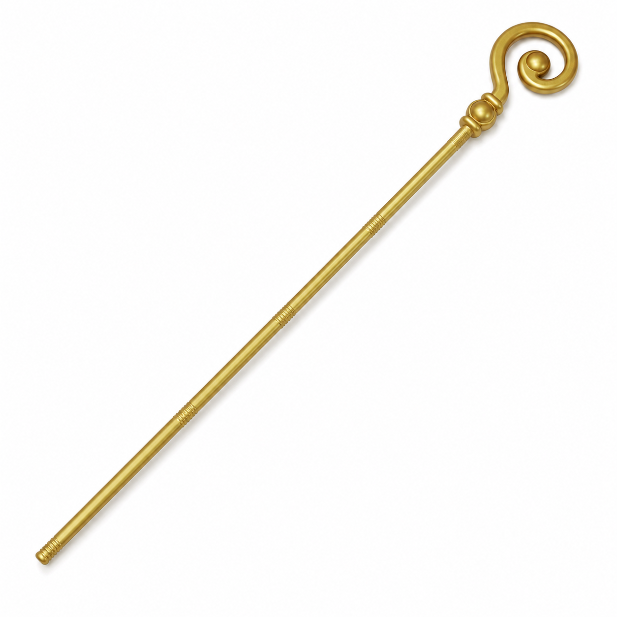 Single Gold Magic Wand With Spiral Curled Top, Spherical Center Ornament main product view
