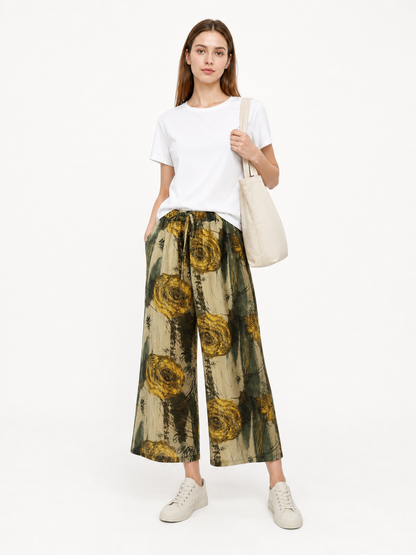 Palazzo Pants with Floral Print and Drawstring main product view 2