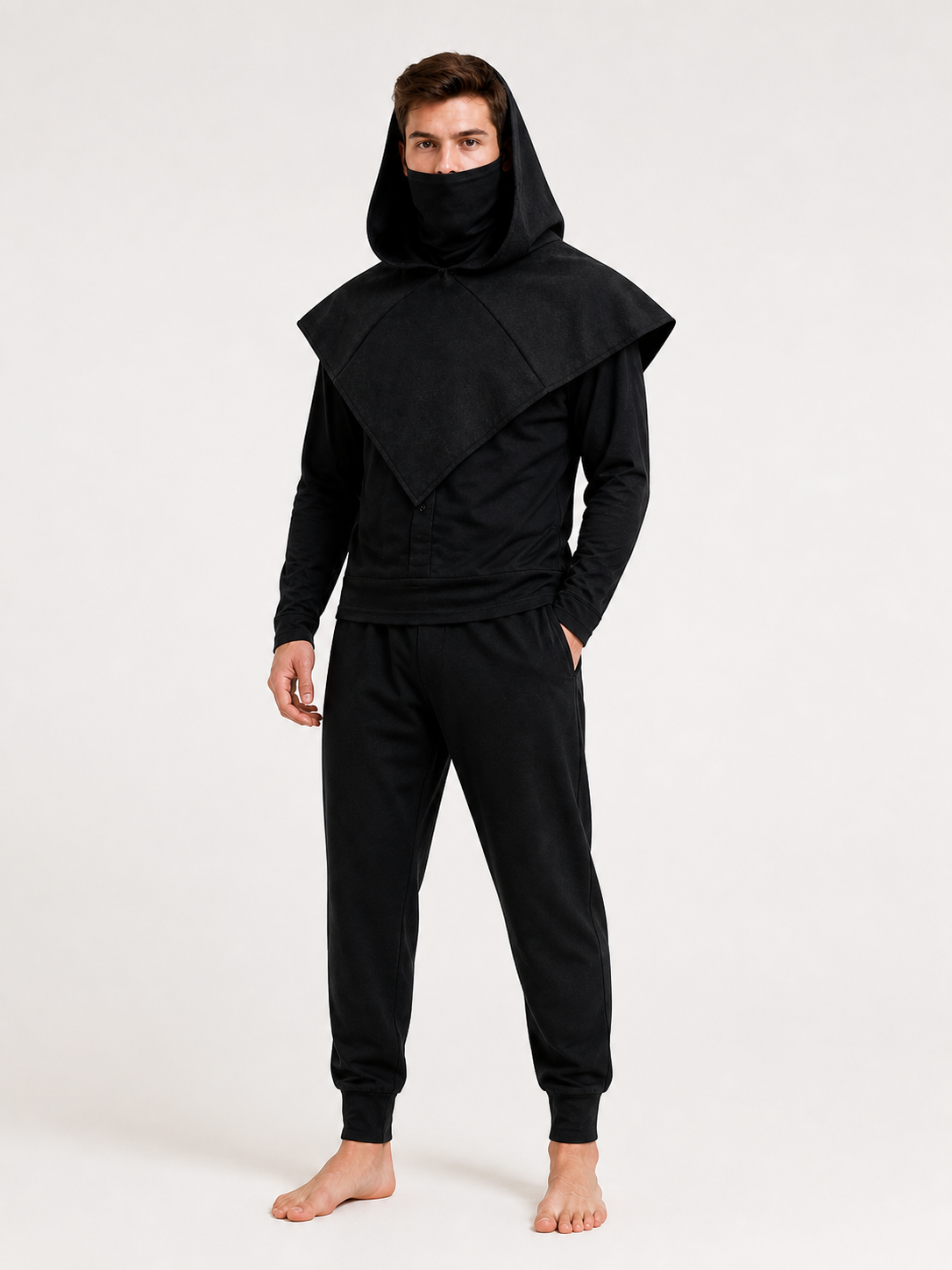 Black Carnival Cloak with Hood and Mask main product view 6