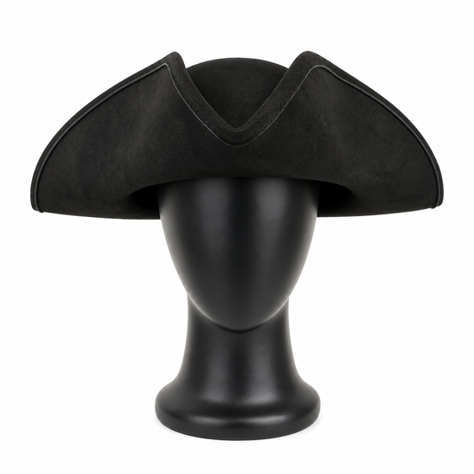 1pc Black Pirate Hat, Classic Three-Cornered Tricorne Hat with Wide Curved Brim and Structured Crown for Cosplay, Costume Parties and Themed Events