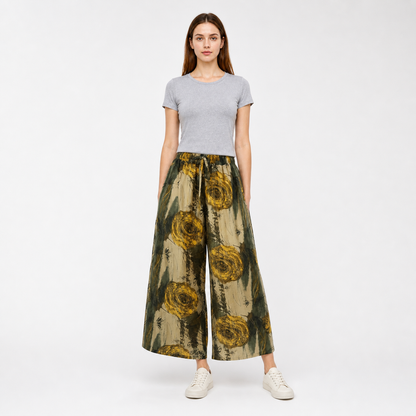 Palazzo Pants with Floral Print and Drawstring main product view
