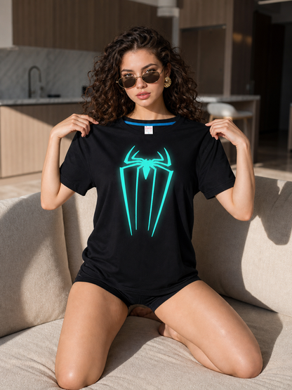 Marvel T-Shirt with Neon Print, Black